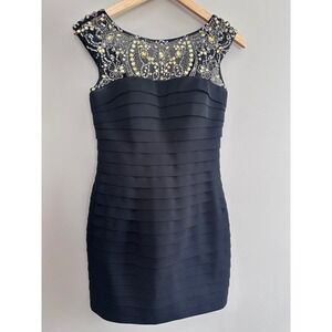 Sherri Hill Party Dress Beaded Cocktail‎ Evening Black Dress Size 6